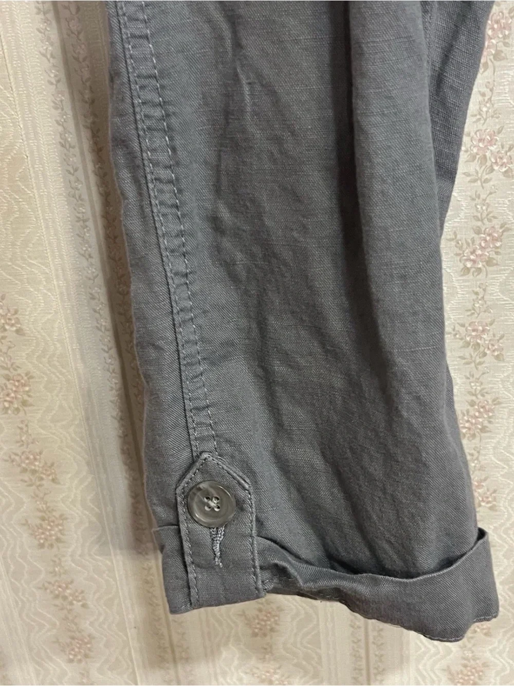 Banana Republic Linen Blend Martin Fit Cargo Capri Pants Women’s 0 Gray Low Rise
